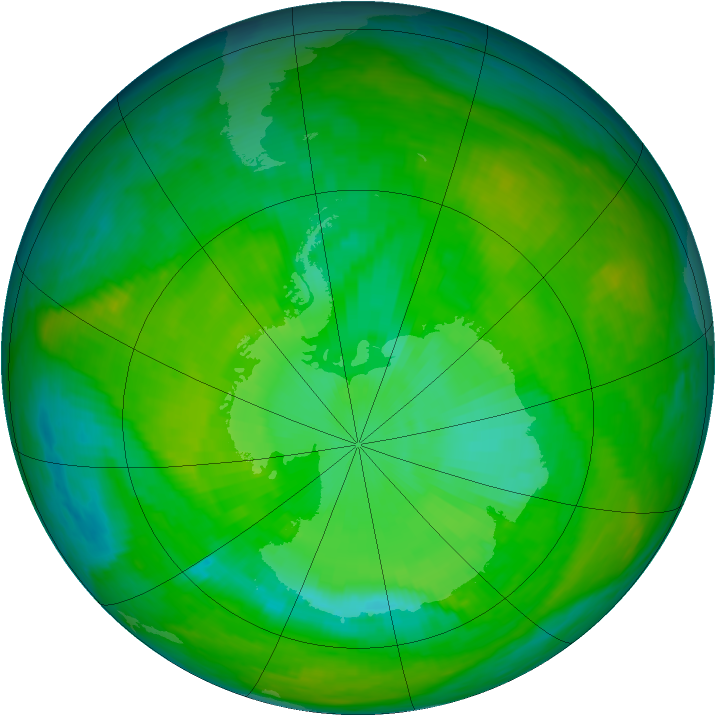 Antarctic ozone map for 18 December 1984